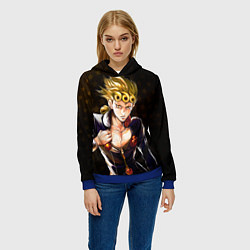 Толстовка-худи женская Джорно Джованна на фоне звездочек из ДжоДжо, цвет: 3D-синий — фото 2