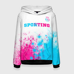 Толстовка-худи женская Sporting neon gradient style посередине, цвет: 3D-черный
