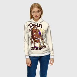 Толстовка-худи женская Сезон боли, цвет: 3D-белый — фото 2