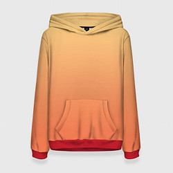 Толстовка-худи женская Градиент солнечный жёлто-оранжевый приглушённый, цвет: 3D-красный