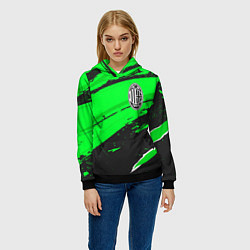 Толстовка-худи женская AC Milan sport green, цвет: 3D-черный — фото 2