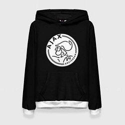 Толстовка-худи женская Ajax fc белое лого, цвет: 3D-белый