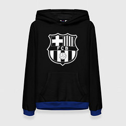 Толстовка-худи женская Barcelona fc club белое лого, цвет: 3D-синий