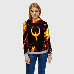 Толстовка-худи женская Quake fire logo, цвет: 3D-меланж — фото 2