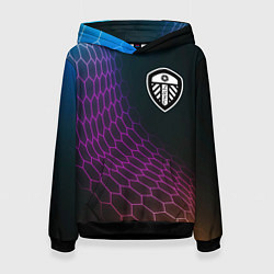Толстовка-худи женская Leeds United футбольная сетка, цвет: 3D-черный
