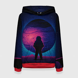 Толстовка-худи женская Одинокий космонавт, цвет: 3D-красный