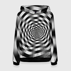 Толстовка-худи женская Оптическая иллюзия спиральное заклинание, цвет: 3D-черный