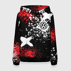 Толстовка-худи женская Фольксваген на фоне граффити и брызг красок, цвет: 3D-черный