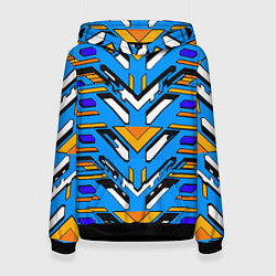 Толстовка-худи женская Техно броня жёлто-синяя, цвет: 3D-черный