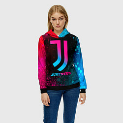 Толстовка-худи женская Juventus - neon gradient, цвет: 3D-черный — фото 2