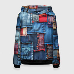Толстовка-худи женская Джинсовая форма электрика, цвет: 3D-черный