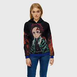 Толстовка-худи женская Истребитель демонов Тандзиро Камадо, цвет: 3D-синий — фото 2