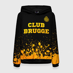 Толстовка-худи женская Club Brugge - gold gradient посередине, цвет: 3D-черный