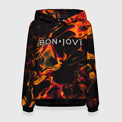 Толстовка-худи женская Bon Jovi red lava, цвет: 3D-черный