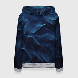 Толстовка-худи женская Синие глубокие абстрактные волны, цвет: 3D-меланж