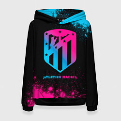 Толстовка-худи женская Atletico Madrid - neon gradient, цвет: 3D-черный