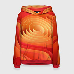 Толстовка-худи женская Оранжевые объемные круги, цвет: 3D-красный