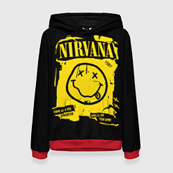 Толстовка-худи женская Nirvana - смайлик, цвет: 3D-красный