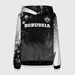 Толстовка-худи женская Borussia sport на темном фоне посередине, цвет: 3D-черный