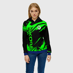 Толстовка-худи женская Skoda - green uniform, цвет: 3D-синий — фото 2
