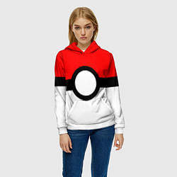 Толстовка-худи женская Pokeball texture, цвет: 3D-белый — фото 2