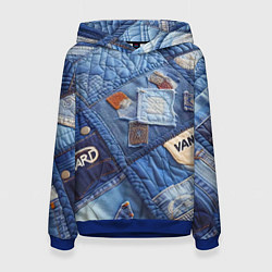 Толстовка-худи женская Vanguard jeans patchwork - ai art, цвет: 3D-синий