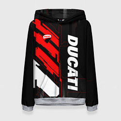 Толстовка-худи женская Ducati - красный технологический, цвет: 3D-меланж