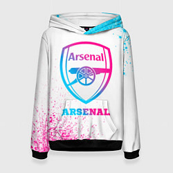 Толстовка-худи женская Arsenal neon gradient style, цвет: 3D-черный