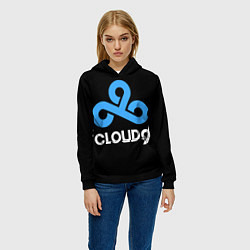 Толстовка-худи женская Cloud9 - esports logo, цвет: 3D-черный — фото 2