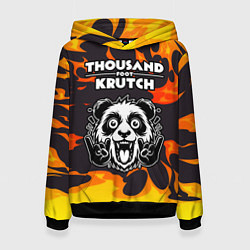 Толстовка-худи женская Thousand Foot Krutch рок панда и огонь, цвет: 3D-черный
