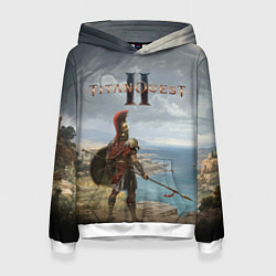 Толстовка-худи женская Герой titan quest 2, цвет: 3D-белый