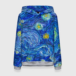 Толстовка-худи женская Мазки ван гога, цвет: 3D-меланж