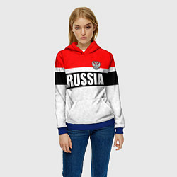 Толстовка-худи женская Россия - униформа классическая с гербом, цвет: 3D-синий — фото 2