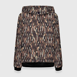 Толстовка-худи женская Светло-коричневый паттерн полосочки, цвет: 3D-черный