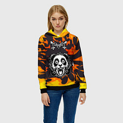 Толстовка-худи женская Mayhem рок панда и огонь, цвет: 3D-черный — фото 2