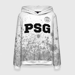 Толстовка-худи женская PSG sport на светлом фоне посередине, цвет: 3D-белый