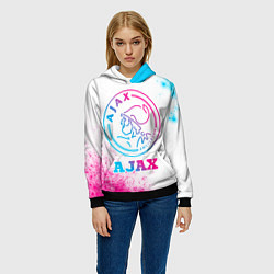 Толстовка-худи женская Ajax neon gradient style, цвет: 3D-черный — фото 2