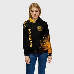 Толстовка-худи женская Bayer 04 - gold gradient вертикально, цвет: 3D-черный — фото 2