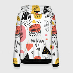Толстовка-худи женская Паттерн узоры, цвет: 3D-черный