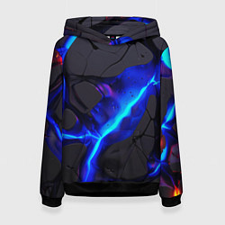 Женская толстовка Темный синий неон из разлома плит