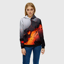 Толстовка-худи женская Объемная плита с красной лавой иллюстрация, цвет: 3D-черный — фото 2