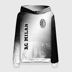 Толстовка-худи женская AC Milan sport на светлом фоне вертикально, цвет: 3D-белый