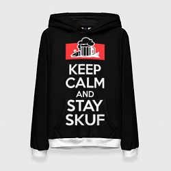 Толстовка-худи женская Keep calm and stay skuf, цвет: 3D-белый