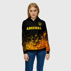 Толстовка-худи женская Arsenal - gold gradient посередине, цвет: 3D-черный — фото 2