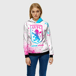 Толстовка-худи женская Aston Villa neon gradient style, цвет: 3D-черный — фото 2