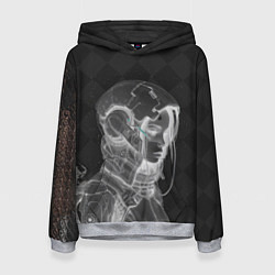 Толстовка-худи женская Инверсия девушки в шлеме, цвет: 3D-меланж