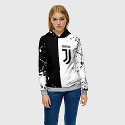 Толстовка-худи женская Juventus краски текстура спорт, цвет: 3D-меланж — фото 2