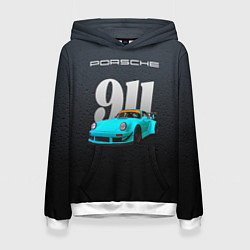Толстовка-худи женская Porsche 911 спортивный автомобиль, цвет: 3D-белый