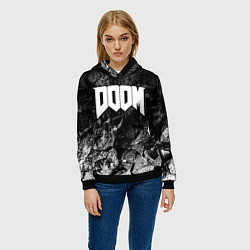 Толстовка-худи женская Doom black graphite, цвет: 3D-черный — фото 2