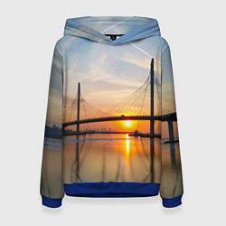 Толстовка-худи женская Вантовый мост в Санкт-Петербурге, цвет: 3D-синий